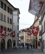 Typical Swiss street, Chur, Poststrasse.